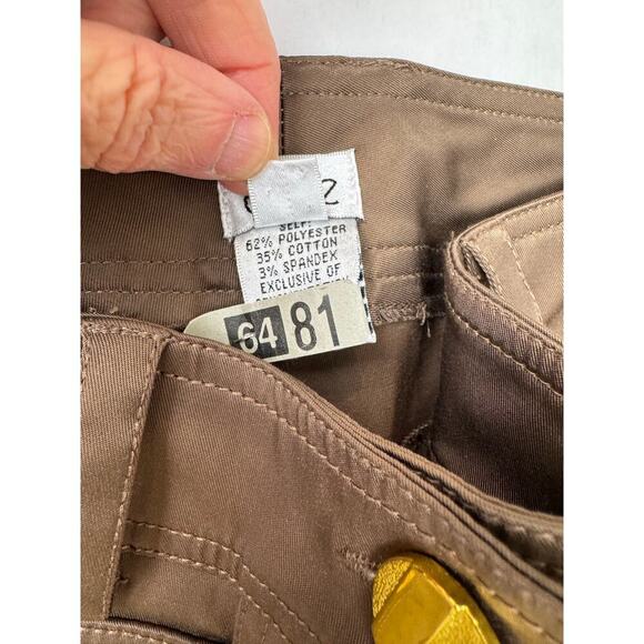 Vintage Y2K Dress Capri Pants Business Casual Cache Gold Buttons - Size 6 - Picture 10 of 11